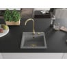 Mexen Milo chiuvetă granitică cu 1 compartiment 435 x 410 mm, gri, sifon auriu - 6505441000-71-G
