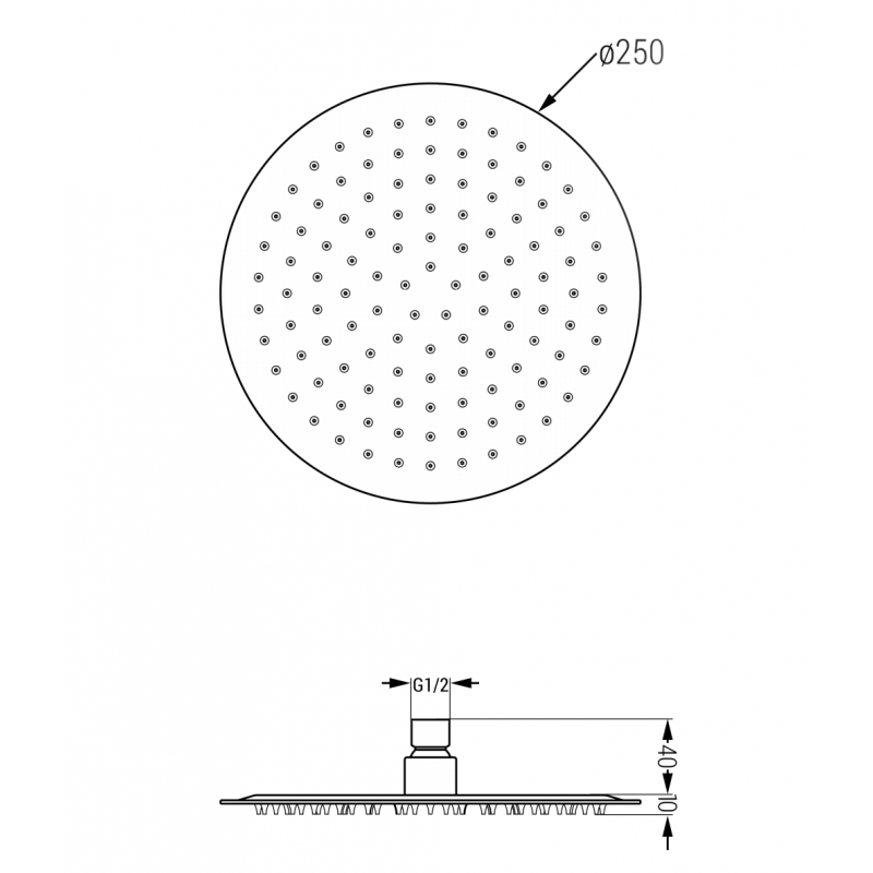 Mexen Slim 25 cm-es esőztető, fehér - 79225-20