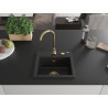Mexen Milo chiuvetă de granit cu 1 cuvă 435 x 410 mm, negru/argintiu metalizat, sifon auriu - 6505441000-73-G