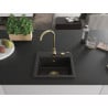 Chiuvetă de granit Mexen Milo 1-cameră 435 x 410 mm, negru/auriu metalic, sifon auriu - 6505441000-75-G