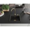Mexen Milo gránit mosogató 1-medencés 435 x 410 mm, fekete/arany metál, arany szifon - 6505441000-75-G
