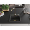 Mexen Milo gránit mosogató 1-medencés 435 x 410 mm, fekete foltos, arany szifon - 6505441000-76-G