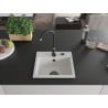 Mexen Milo chiuvetă de granit cu 1 compartiment 435 x 410 mm, Albă, sifon Neagră - 6505441000-20-B