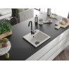 Mexen Milo chiuvetă de bucătărie din granit cu 1 cuvă 435 x 410 mm, albă, sifon negru - 6505441000-20-B