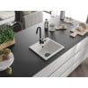 Mexen Milo chiuvetă granit 1-cameră 435 x 410 mm, alb, sifon negru - 6505441000-20-B