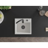 Mexen Milo chiuvetă de bucătărie din granit cu 1 cuvă 435 x 410 mm, albă, sifon negru - 6505441000-20-B