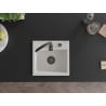 Mexen Milo chiuvetă de granit cu 1 compartiment 435 x 410 mm, Albă, sifon Neagră - 6505441000-20-B