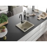Mexen Milo chiuvetă granit de un compartiment 435 x 410 mm, bej, sifon negru - 6505441000-69-B