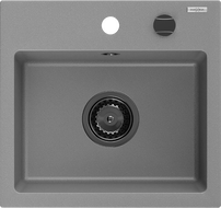 Mexen Milo chiuvetă de bucătărie din granit cu 1 compartiment 435 x 410 mm, gri, sifon negru - 6505441000-71-B