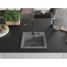 Mexen Milo chiuvetă de granit cu 1 compartiment 435 x 410 mm, gri, sifon negru - 6505441000-71-B