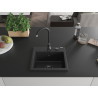 Mexen Milo chiuvetă de granit cu 1 compartiment 435 x 410 mm, negru/argintiu metalic, sifon negru - 6505441000-73-B