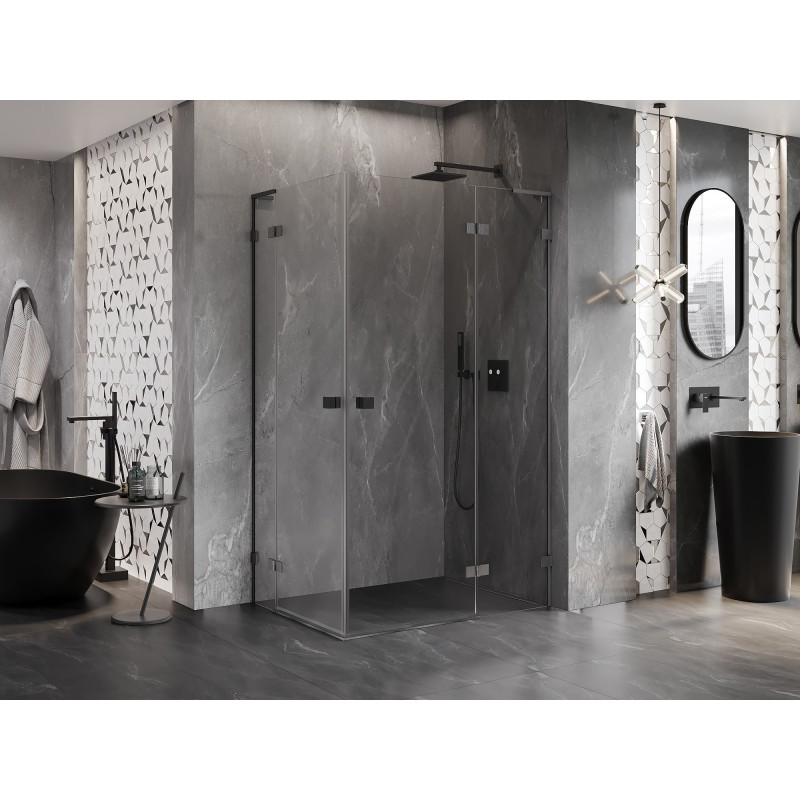 Mexen Lunar L Duo cabină de duș batant dreapta 100 x 95 cm, transparent, gri armă periat - 834L-100P-095L-66-00