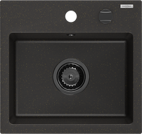 Mexen Milo chiuvetă granit 1-cameră 435 x 410 mm, negru/auriu metalic, sifon negru - 6505441000-75-B