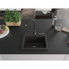 Mexen Milo chiuvetă de granit cu o singură cuvă 435 x 410 mm, negru/auriu metalic, sifon negru - 6505441000-75-B