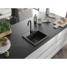 Mexen Milo 1-medencés gránit mosogató 435 x 410 mm, fekete/arany metál, fekete szifon - 6505441000-75-B