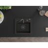 Mexen Milo chiuvetă de granit cu o singură cuvă 435 x 410 mm, negru/auriu metalic, sifon negru - 6505441000-75-B