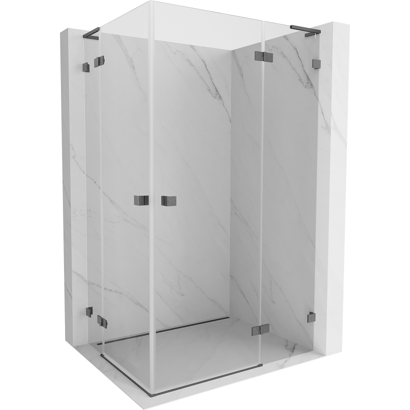 Mexen Lunar L Duo cabină de duș batantă dreaptă 105 x 90 cm, transparentă, gri arme periat - 834L-105P-090L-66-00