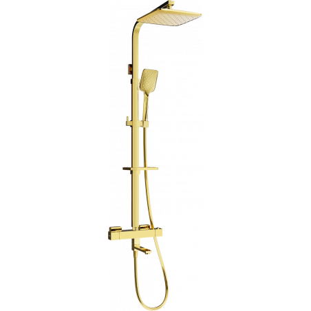 Mexen CQ62 set cadă-duș cu pară de tip ploaie și baterie termostatică, Aurie - 779106295-50
