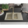 Mexen Gaspar 1,5-medencés gránit mosogató csepegtetővel, 737 x 475 mm, bézs, arany szifon - 6507731505-69-G