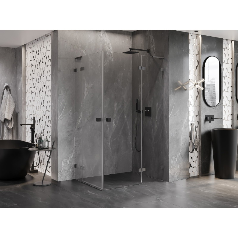 Mexen Lunar L Duo zuhanykabin jobbra nyíló, 120 x 85 cm, átlátszó, szálcsiszolt gun gray - 834L-120P-085L-66-00