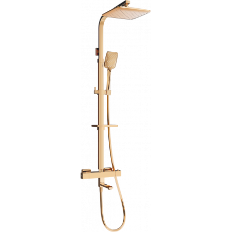 Mexen CQ62 set cadă-duș cu pară de tip ploaie și baterie termostatică, Roz-auriu - 779106295-60