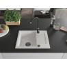 Mexen Enzo 1-utas gránit mosogató lefolyóval 576 x 465 mm, fehér, fekete szifon - 6506571005-20-B