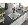 Mexen Enzo chiuvetă din granit cu 1 cuvă și scurgător 576 x 465 mm, alb, sifon negru - 6506571005-20-B