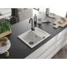 Mexen Enzo chiuvetă din granit cu 1 cuvă și scurgător 576 x 465 mm, albă, sifon negru - 6506571005-20-B