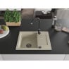 Mexen Enzo chiuvetă de bucătărie din granit cu 1 compartiment și picurător 576 x 465 mm, bej, sifon negru - 6506571005-69-B