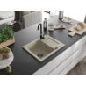 Mexen Enzo chiuvetă de bucătărie din granit cu 1 compartiment și picurător 576 x 465 mm, bej, sifon negru - 6506571005-69-B