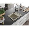 Mexen Enzo chiuvetă de granit cu 1 compartiment cu scurgător 576 x 465 mm, bej, sifon negru - 6506571005-69-B