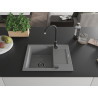 Mexen Enzo chiuvetă de granit cu 1 compartiment și picurător 576 x 465 mm, gri, sifon negru - 6506571005-71-B
