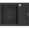 Mexen Enzo chiuvetă de bucătărie din granit cu 1 compartiment, cu scurgător, 576 x 465 mm, negru/auriu metalizat, sifon