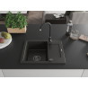 Mexen Enzo 1 rekeszes gránit mosogató csepegtetővel, 576 x 465 mm, fekete/arany metál, fekete szifon - 6506571005-75-B