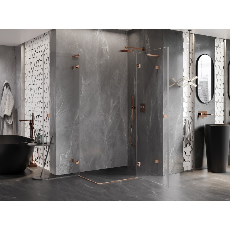 Mexen Lunar L Duo cabină de duș batantă dreaptă 105 x 70 cm, transparent, cupru periat - 834L-105P-070L-65-00