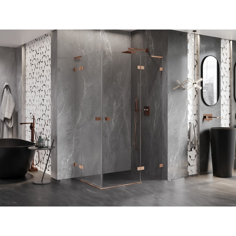 Mexen Lunar L Duo cabină de duș batantă dreaptă 105 x 70 cm, transparent, cupru periat - 834L-105P-070L-65-00