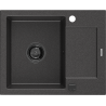 Mexen Enzo chiuvetă din granit cu 1 compartiment cu picurător 576 x 465 mm, Neagră picățele, sifon Neagră - 6506571005-76-B