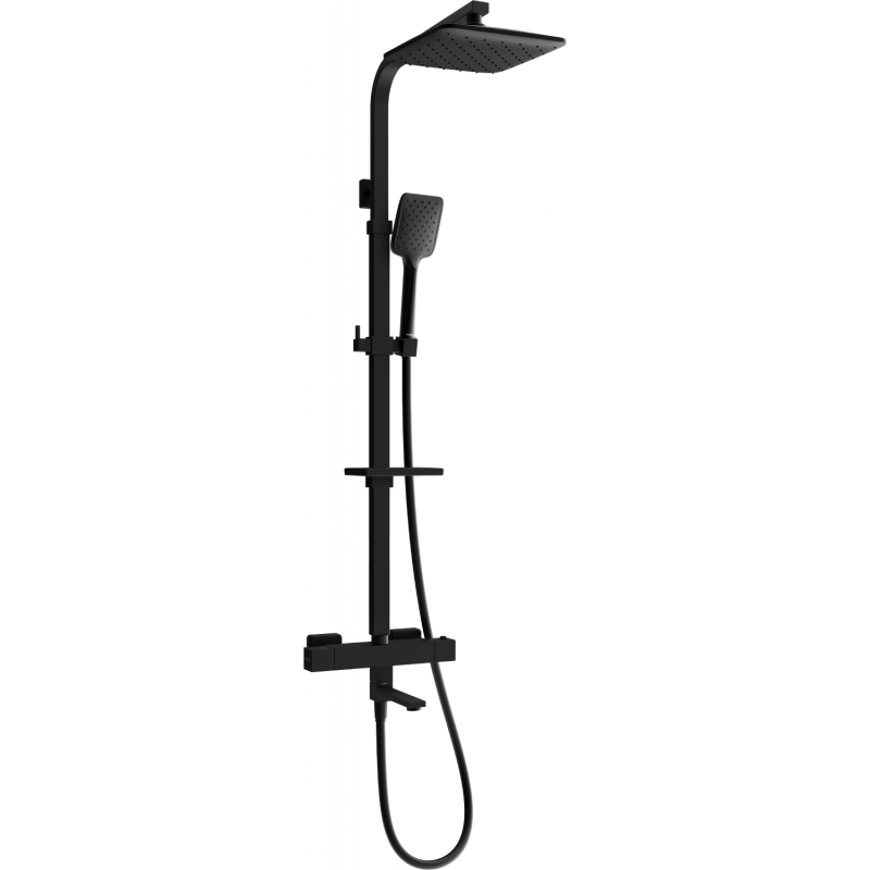 Set de baie-duş Mexen CQ62 cu sistem de ploaie şi baterie termostatică, negru - 779106295-70