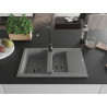 Mexen Gaspar chiuvetă de bucătărie din granit, 1,5 compartimente, cu scurgător, 737 x 475 mm, gri, sifon negru