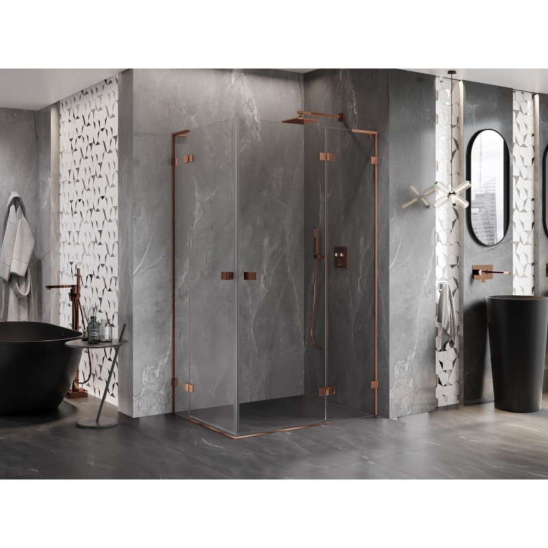 Mexen Lunar L Duo cabină de duș cu deschidere dreapta 75 x 70 cm, transparent, aur roz - 834L-075P-070L-60-00