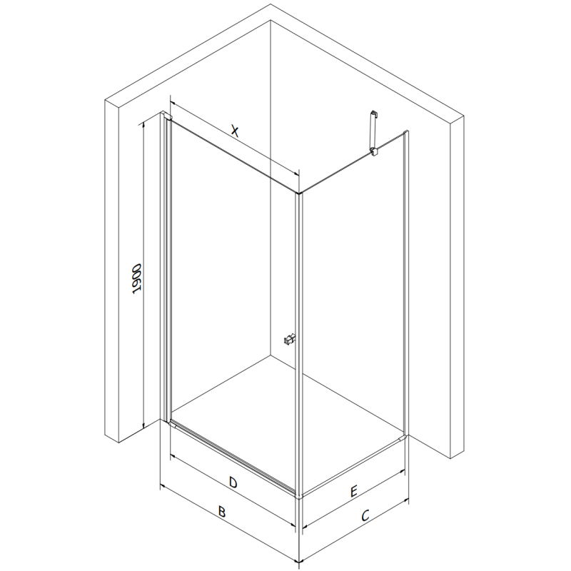 Mexen Pretoria 90 x 90 cm-es nyitható zuhanykabin, átlátszó, fekete - 852-090-090-70-00