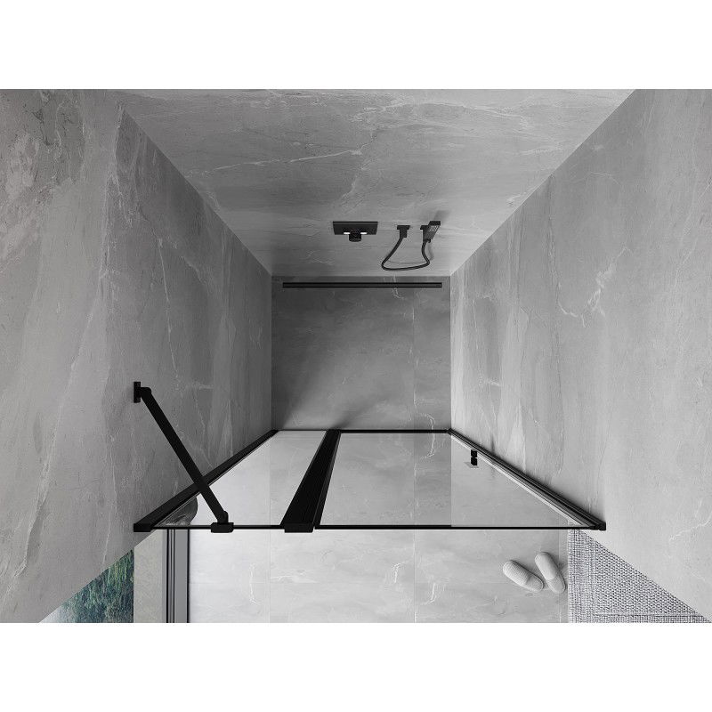 Mexen Mist nyíló zuhanyajtó balos 70 cm, fekete keret, fekete - 8A4-070-000-70-70-L