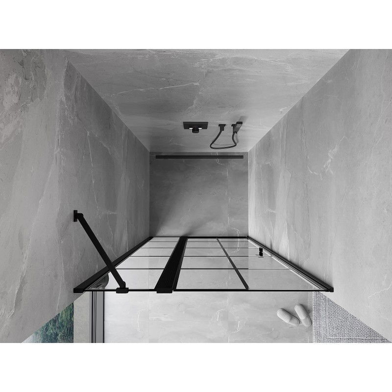 Mexen Mist uși de duș batante stânga 80 cm, grilaj negru, negru - 8A4-080-000-70-77-L