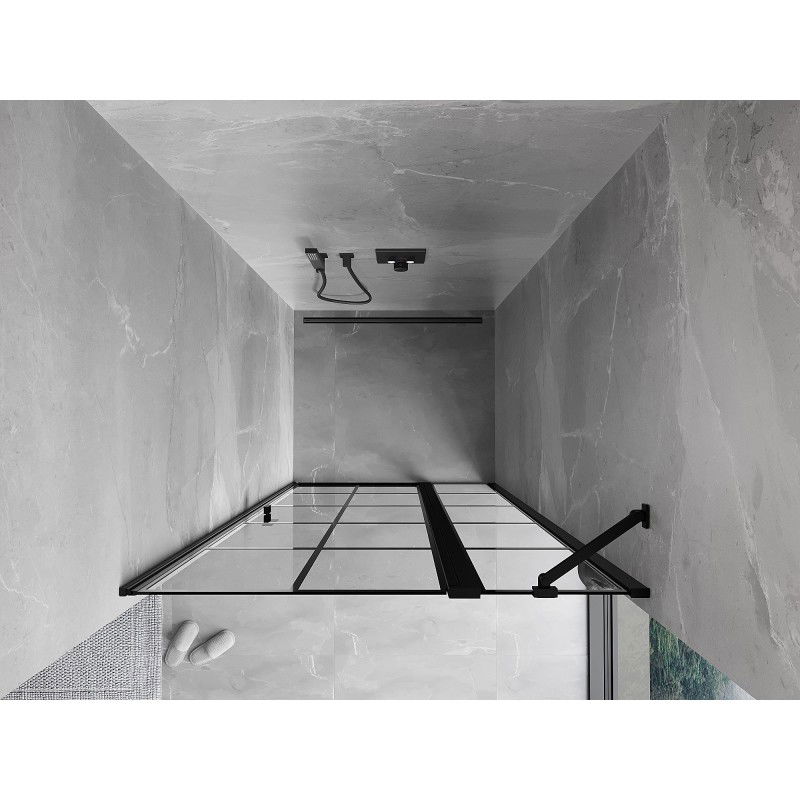 Mexen Mist ușă de duș batantă dreapta 85 cm, grilaj negru, negru - 8A4-085-000-70-77-P