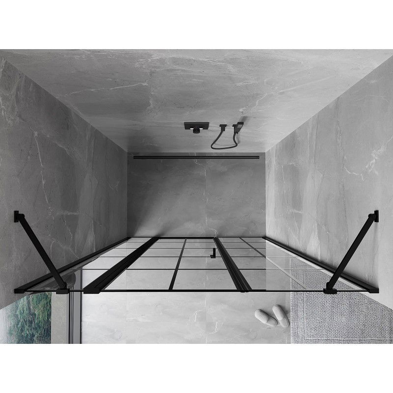 Mexen Mist ușă de duș batantă stânga 120 cm, grilaj negru, negru - 8A4-120-001-70-77-L