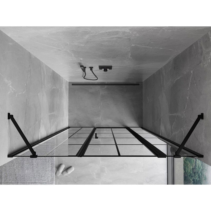 Mexen Mist ușă de duș batantă dreapta 135 cm, grilaj negru, negru - 8A4-135-001-70-77-P