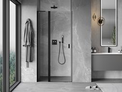 Mexen Mist L nyíló zuhanyajtó 90 cm, átlátszó, fekete - 8A4L-090-000-70-00