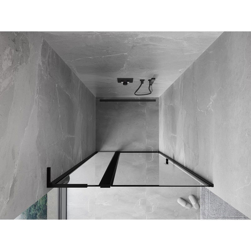 Mexen Mist L uși de duș oscilante stânga 120 cm, cadru negru, negru - 8A4L-120-000-70-70-L