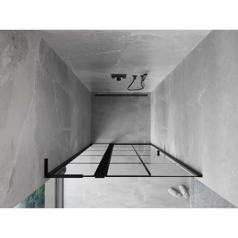 Mexen Mist L ușă de duș pivotantă stânga 115 cm, grilaj negru, negru - 8A4L-115-000-70-77-L