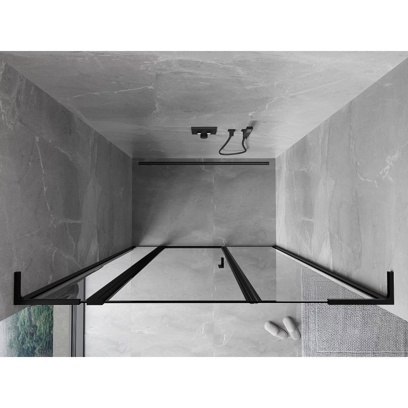 Mexen Mist L uși de duș pivotante stânga 160 cm, cadru negru, negre - 8A4L-160-001-70-70-L